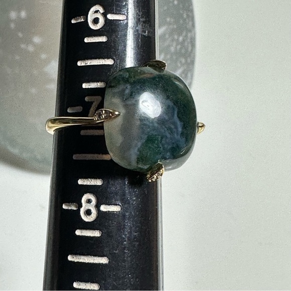 Moss Agate 14k Gold Plated 925 Sterling Silver Ring Size 7 NEW WITH TAGS - Picture 5 of 6